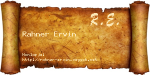 Rahner Ervin névjegykártya